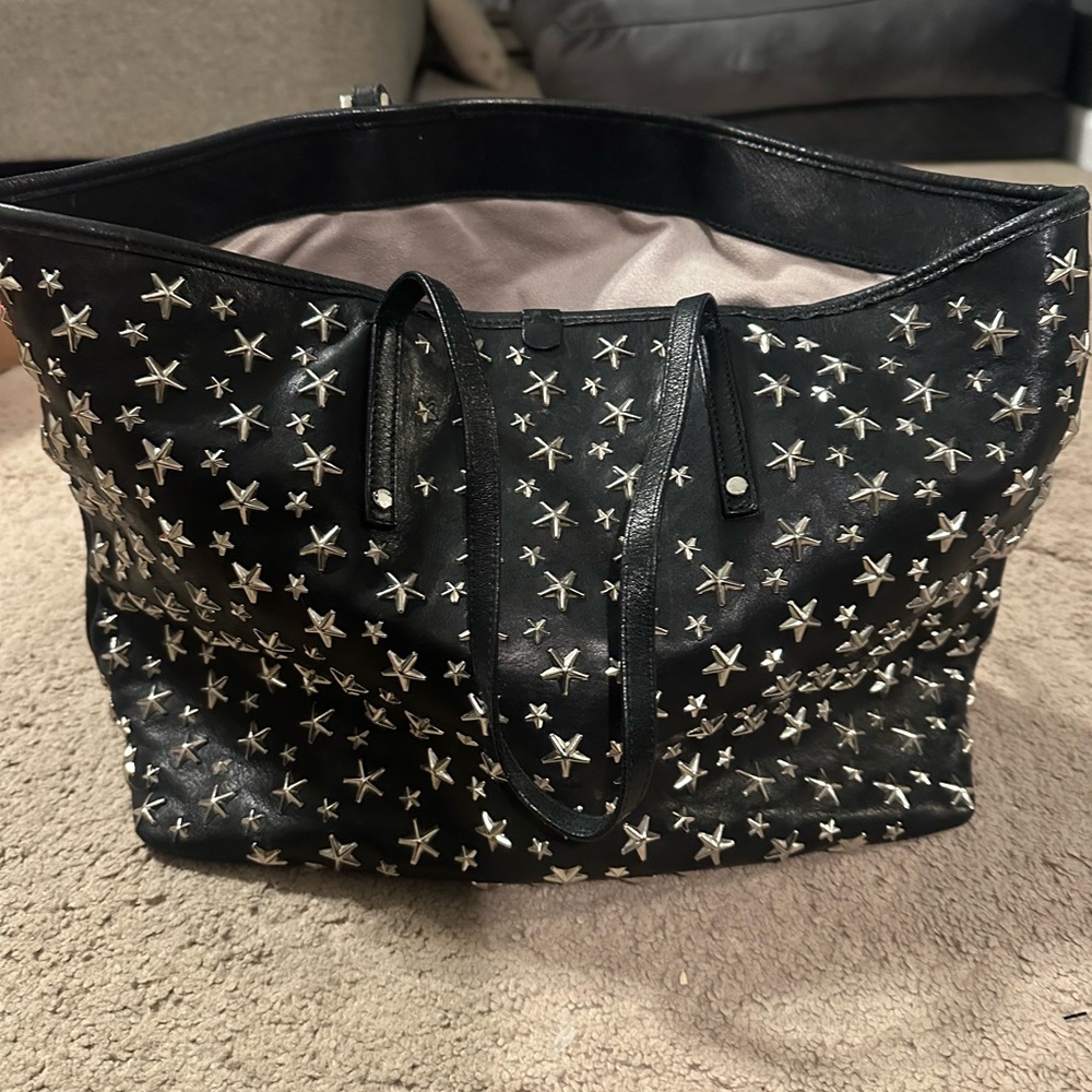 Jimmy Choo Black Shoulder Bag with Silver Stars